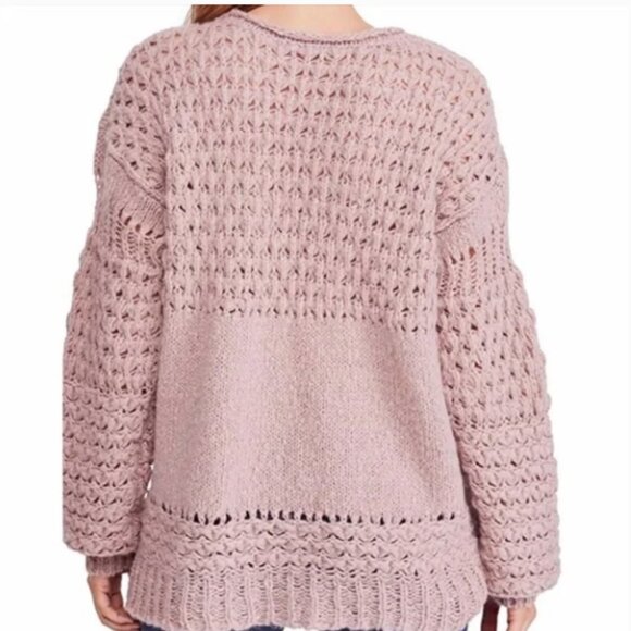 FREE PEOPLE PINK CRASHING WAVES SWEATER - Picture 3 of 10